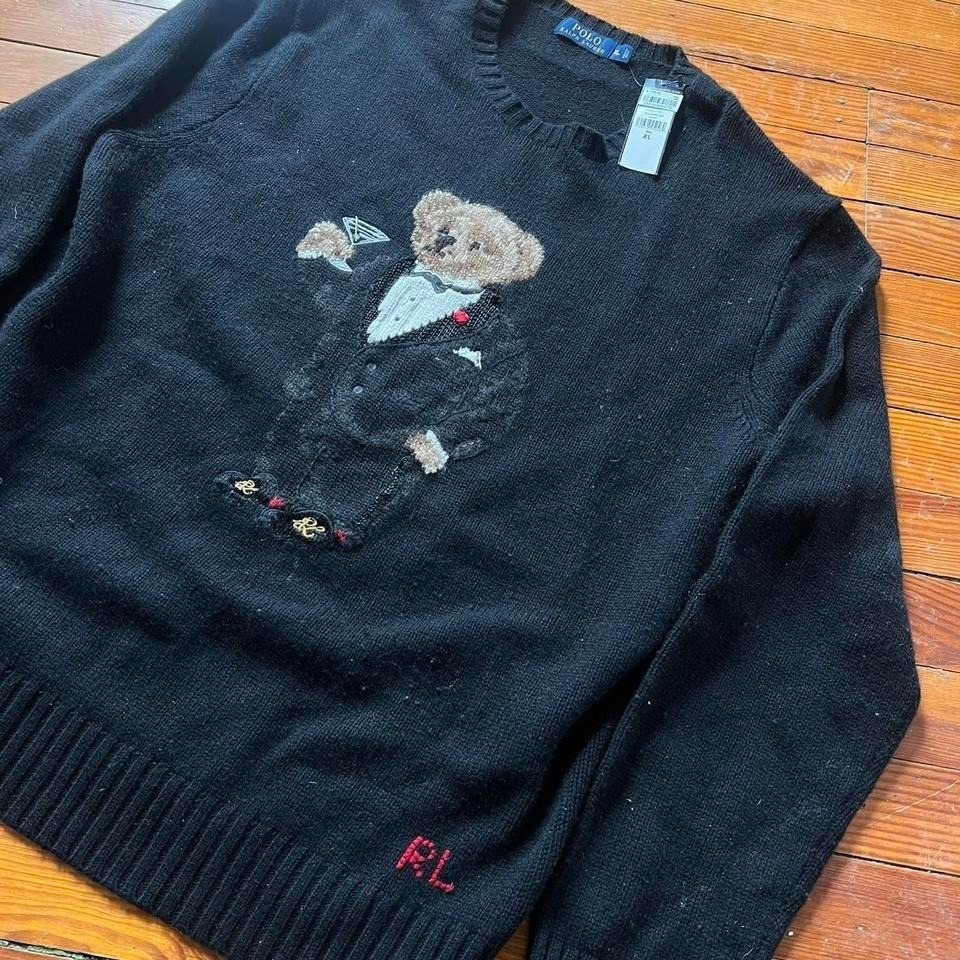 Polo Ralph Lauren Martini Tuxedo Bear Sweater Wool Knit Men's Size Xl Nwt